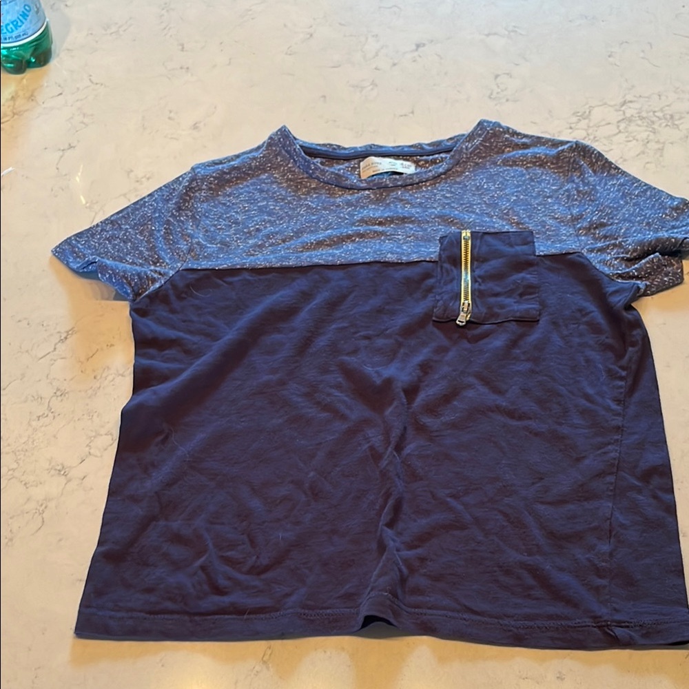 Zara Blue and Gray T-Shirt with Pocket